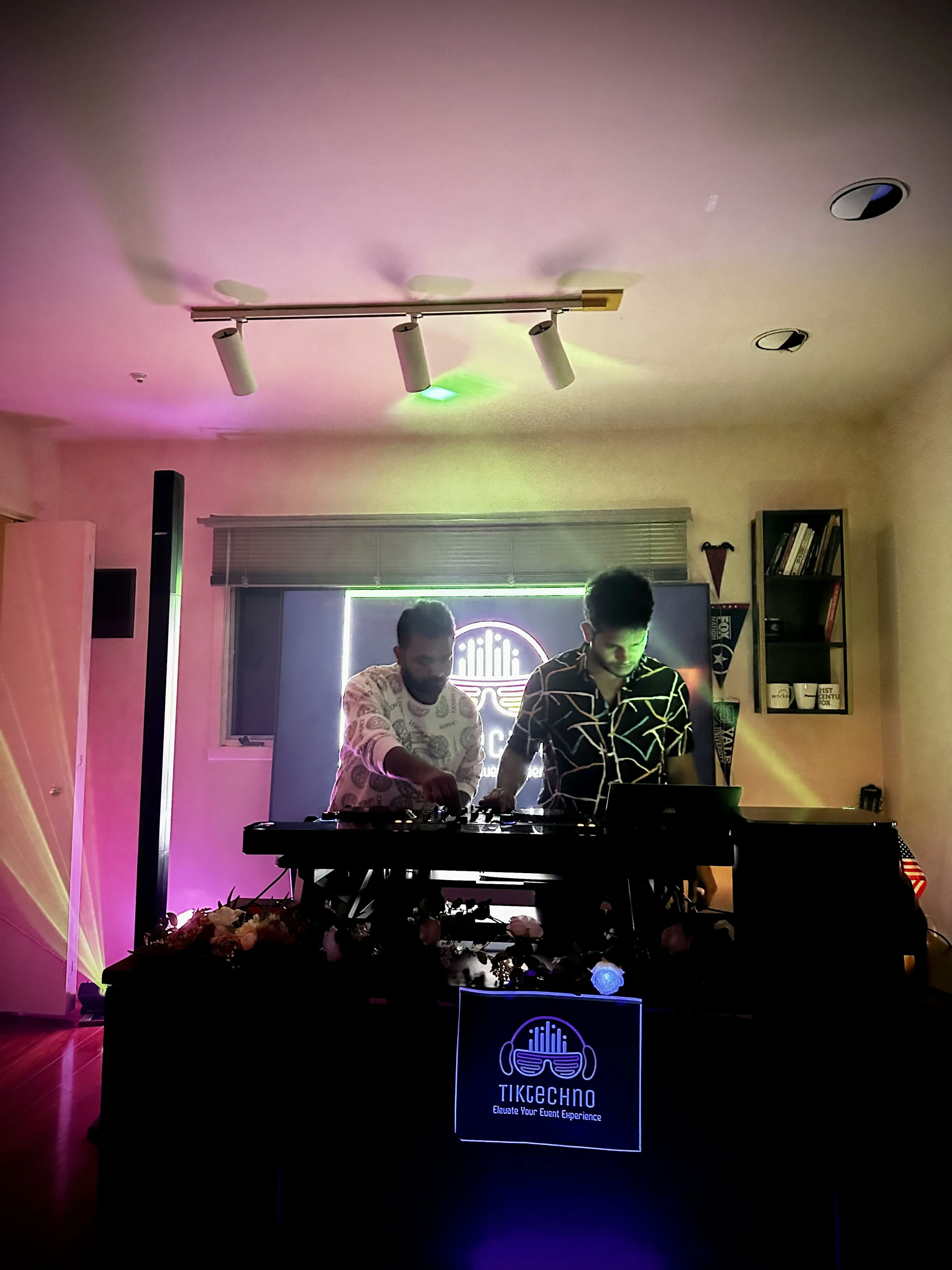 DJ booth set up for a late night set